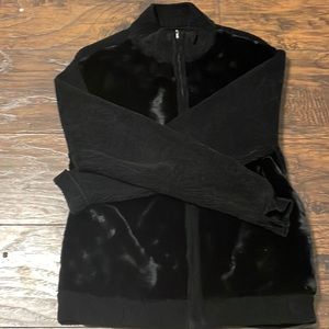 Vintage Knit Faux Fur Zip-up Sweater